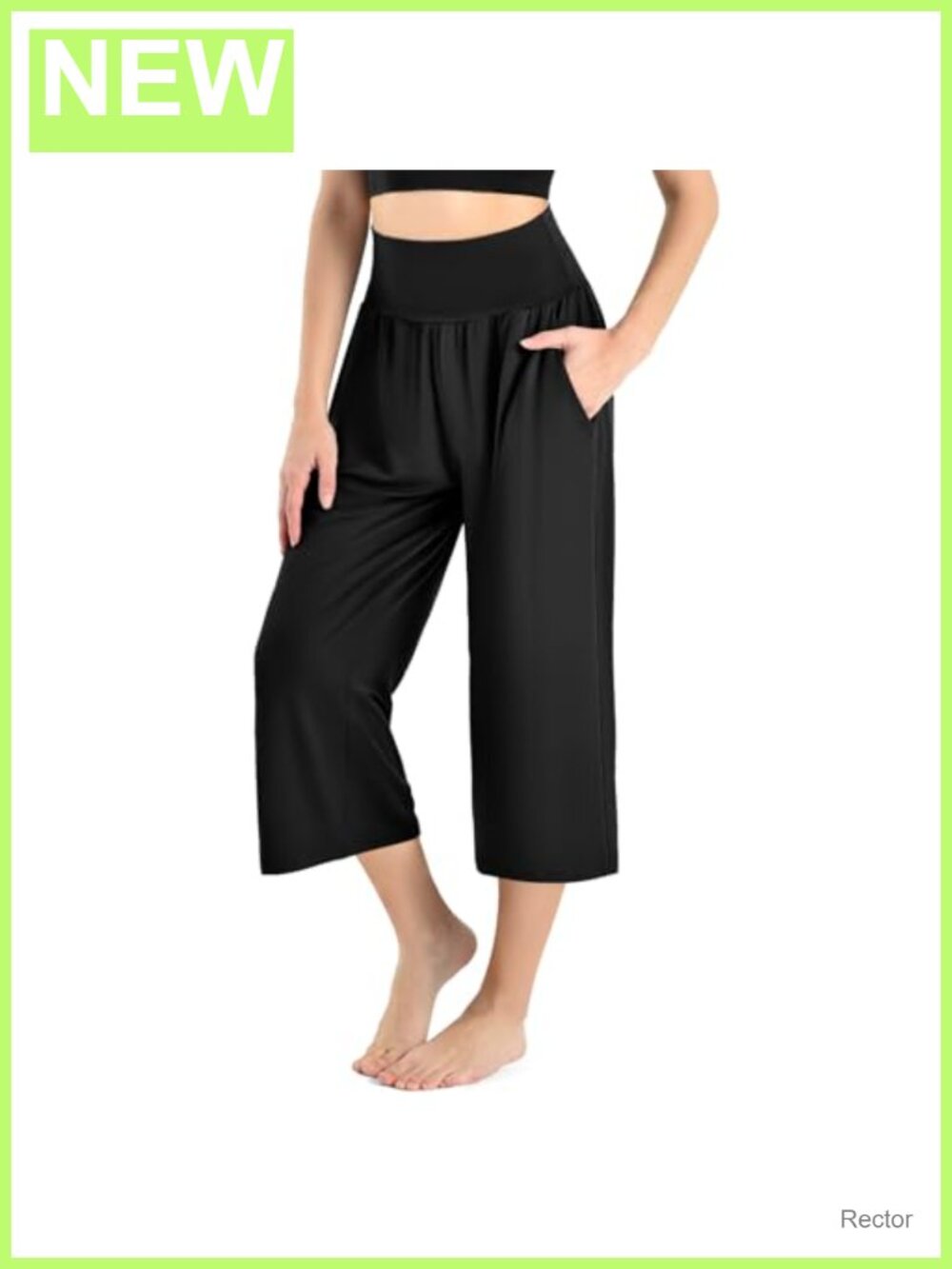 Women's Wide Leg Gaucho Yoga Capri Pants High Rise with Pockets